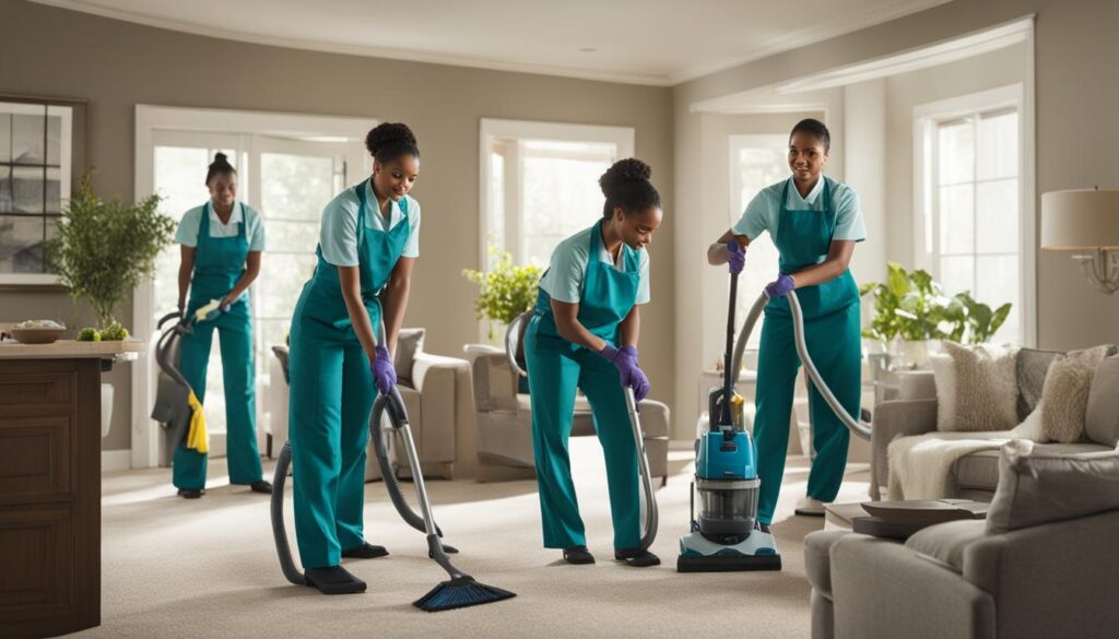 expert cleaning team at work