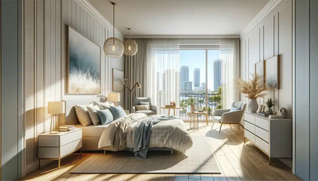 joy of cleaning service st pete tampa A photographic image of an urban living room in Tampa showcasing a sense of order and tranquility typical of homes in the area.