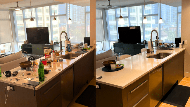 House cleaning service in st pete that sparkled a messy kitchen. A professional kitchen cleaning can make a great difference.